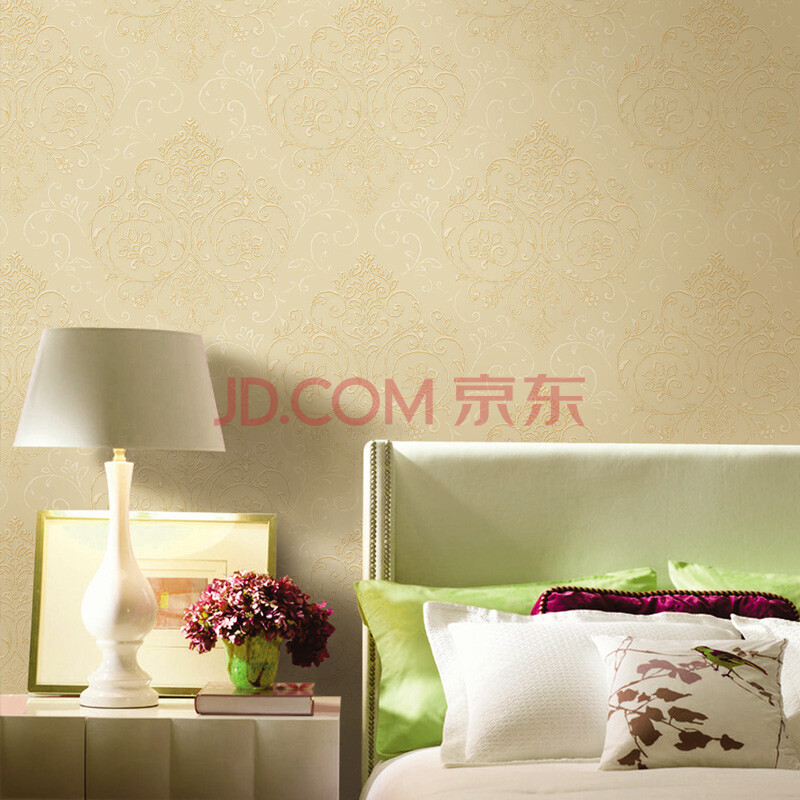 玉兰墙纸进口欧式7平米大卷无纺布温馨大马士