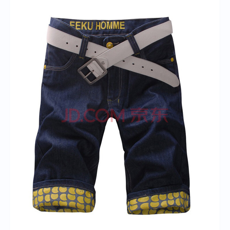 HT<em>男士牛仔短裤</em> 2014夏季潮流<em>翻边</em>牛仔短裤男