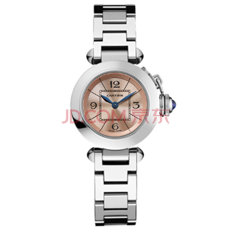 卡地亚(cartier)pasha帕莎系列粉面精钢石英女表w3140008 粉红色