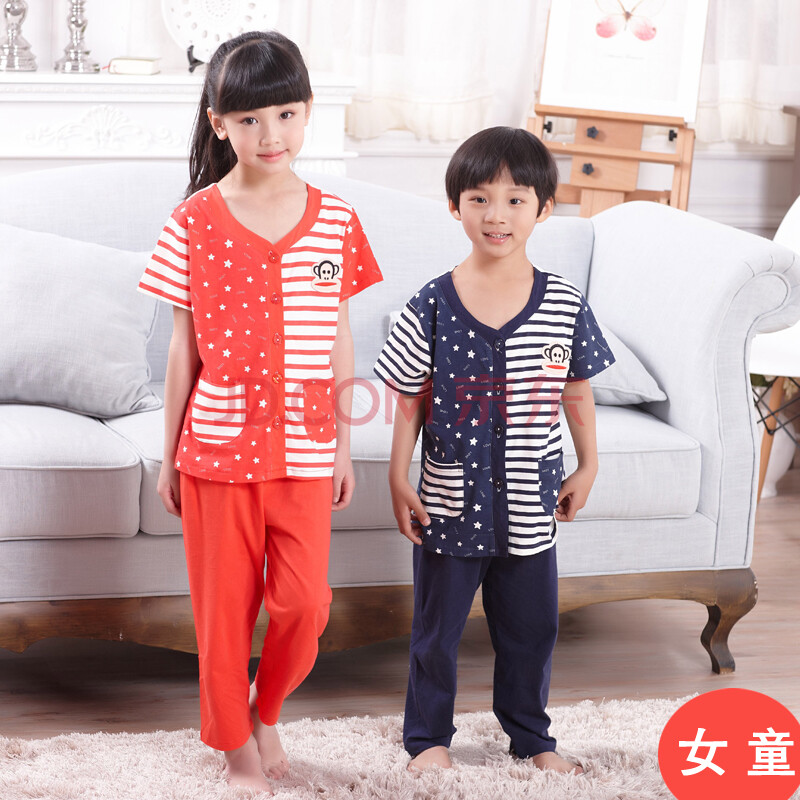 甜妹子 夏季亲子<em>睡衣</em>纯棉<em>儿童睡衣</em>女<em>大嘴猴</em>家