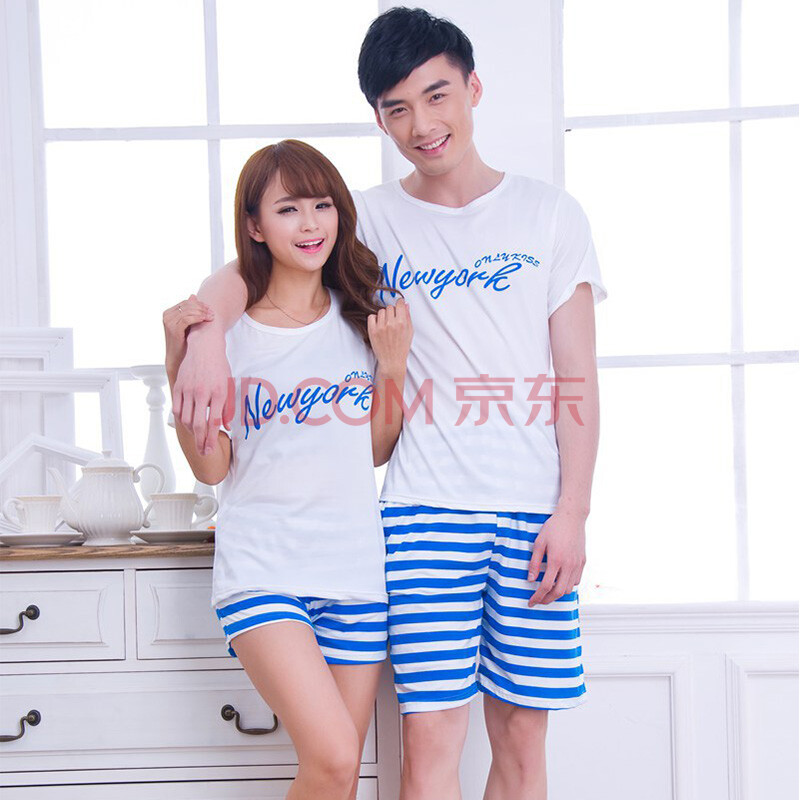 2014春夏新款情侣睡衣<em>夏季</em>家居服 女款<em>男款</em>纯