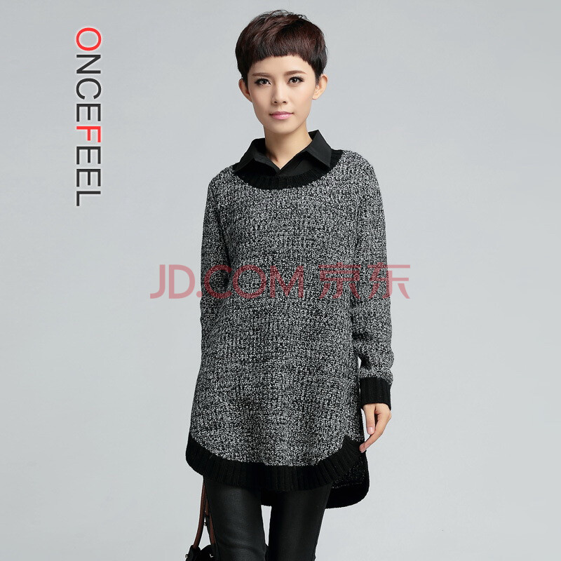 品女装 2014春装 简约宽松 欧美高街<em>弧形下摆</em>开