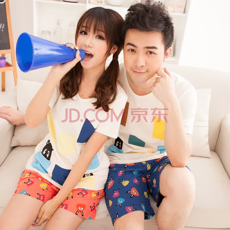 莱蒂希梦 2014夏季短袖<em>情侣睡衣</em>女<em>夏韩版</em>纯棉