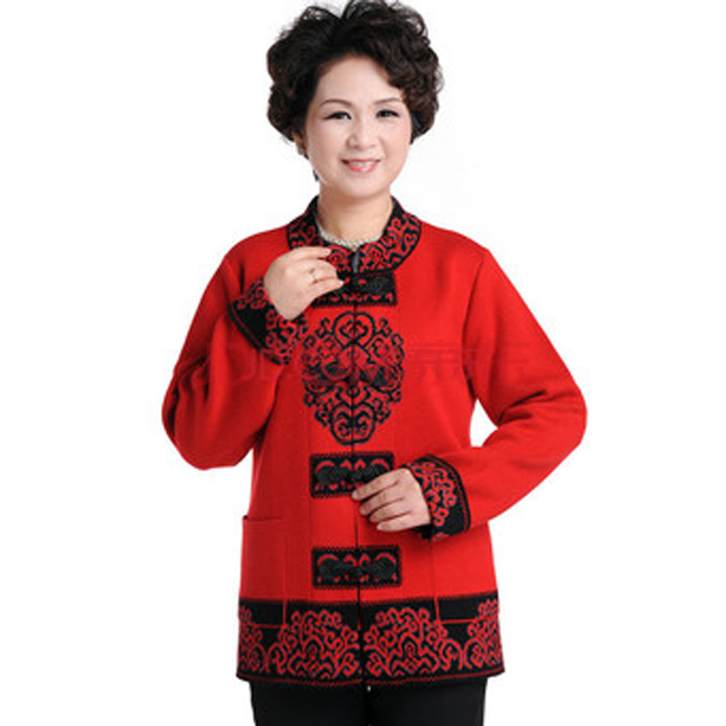 秋中老年<em>羊绒</em>衫<em>开衫女加厚</em>妈妈装外套老年人羊