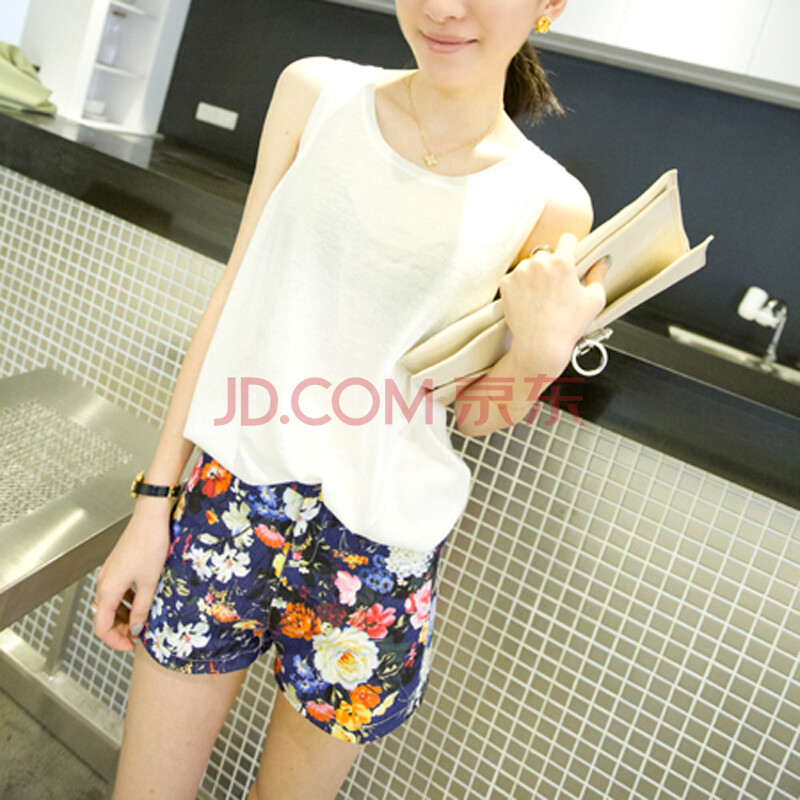 伊恋格2014夏装新款欧美复古<em>小清新</em>印花<em>牛仔</em>