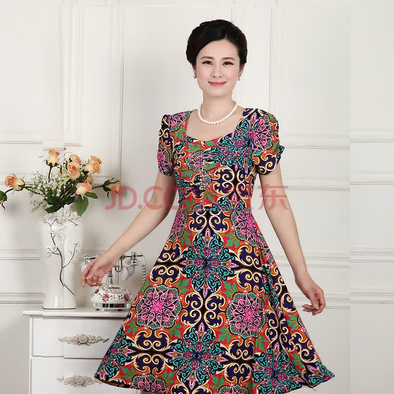 2014新款夏季韩版妈妈装<em>裙装</em> <em>中老年</em>女装大码