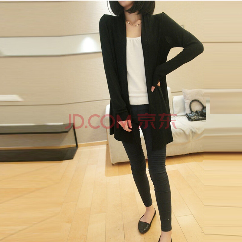 周二福2014披肩外搭韩版女式<em>中长针织开衫</em>长