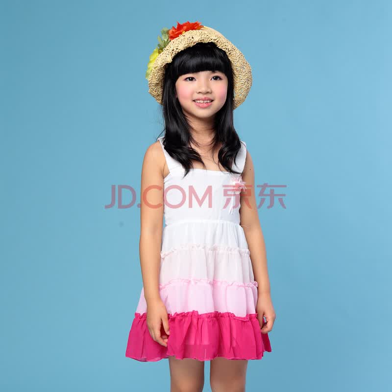 小毛虫童装 儿童女童雪纺连衣裙 夏<em>小女孩裙子</em>