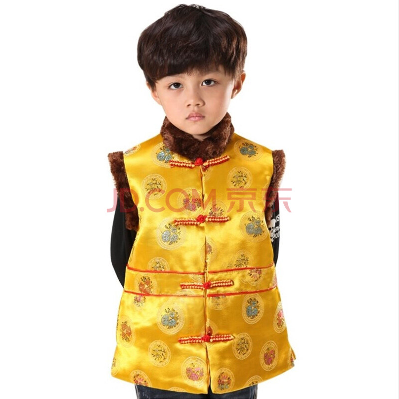 调皮包包 2013新款小中大儿童唐装<em>马甲棉衣男</em>