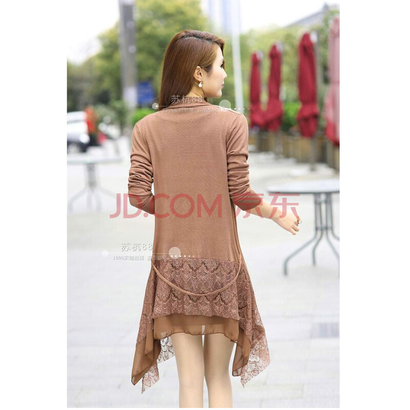 2013新款女装<em>中长款</em>不规则蕾丝<em>针织</em>衫披肩开