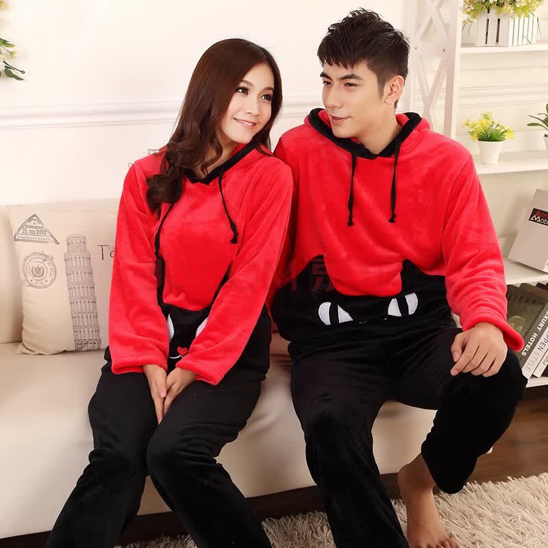 心仪树 秋<em>冬季</em>法兰绒加厚<em>卡通</em>情侣<em>睡衣</em>男女士
