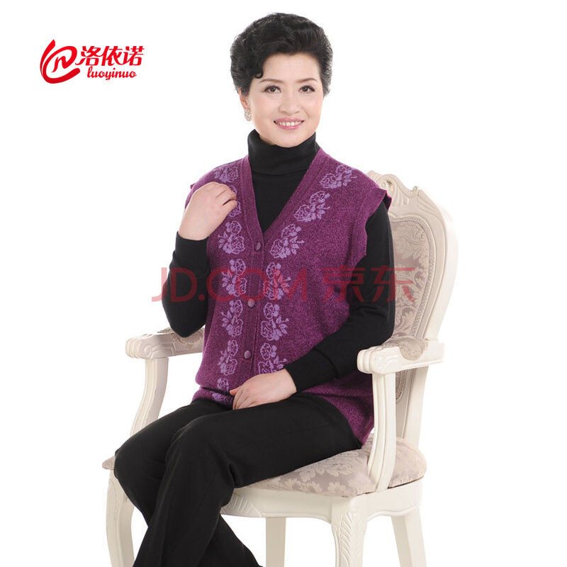 洛<em>依诺</em> 女装秋冬新款坎肩开衫<em>马甲</em>中老年大码