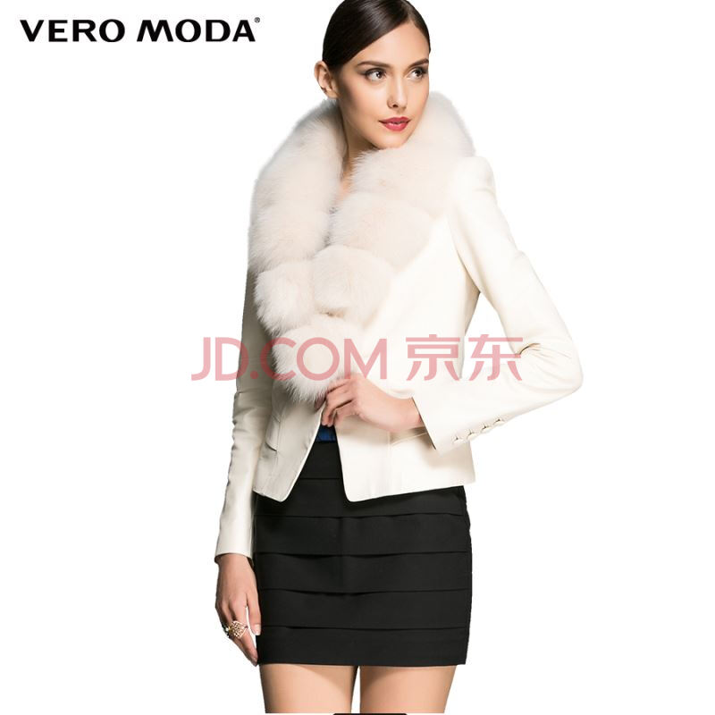 <em>Vero Moda</em>冬<em>女装</em>真皮狐狸毛领修身通勤女<em>皮衣</em>