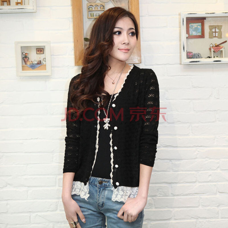 <em>货到付款</em> 女装韩版长袖<em>缕空</em>薄款女<em>针织</em>衫春装