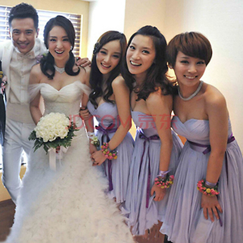 费拉拉 高档李小璐明星同款伴娘裙<em>姐妹裙</em>短款