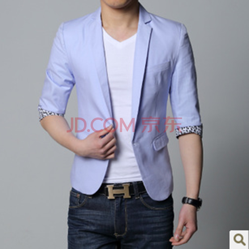 凡遇 2014<em>夏季男士</em>七分袖小西装<em>薄外套</em>男西服