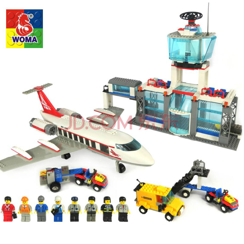 沃马积木拼装玩具乐高式城市CITY首都大飞机