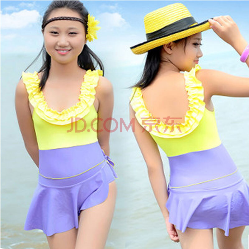 <em>少女</em>连体裙式<em>游泳</em>衣<em>女孩</em>泳衣<em>装</em>10-15岁可爱韩