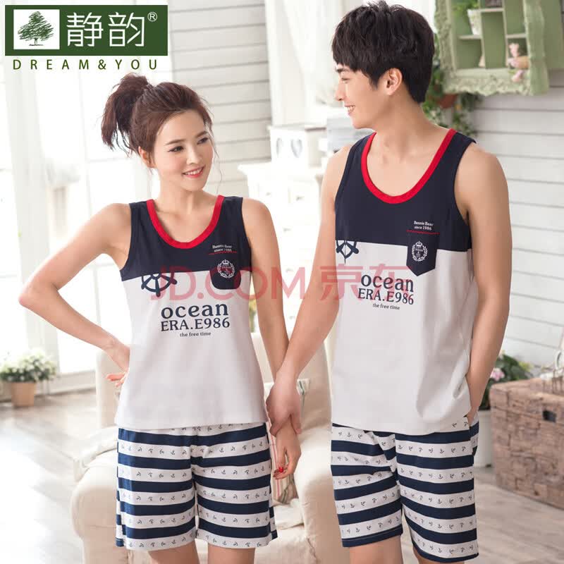 静韵夏季新品 静韵纯棉无袖背心<em>超萌</em>情侣<em>睡衣</em>