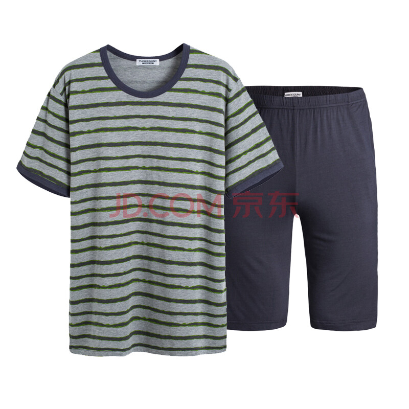 <em>三枪</em> 2014春夏新品 男士<em>睡衣</em>套装 舒木尔<em>棉</em>圆领