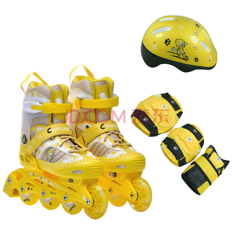 美洲狮(cougar)ms707ps卡通狮 溜冰鞋儿童套装男女初学可调闪光直排