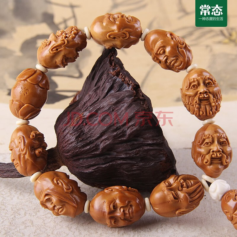 靓奈尔 十八罗汉橄榄核雕刻 橄榄核手串十八罗