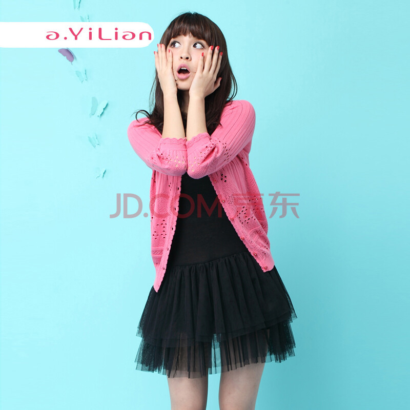 阿依莲2014春装新款 七分袖<em>针织衫外套</em>小清新