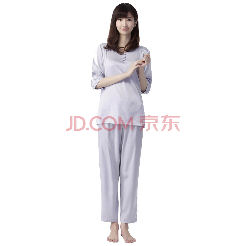 大朴 高端重磅纯桑蚕丝V领半开襟女式<em>睡衣</em> 珍