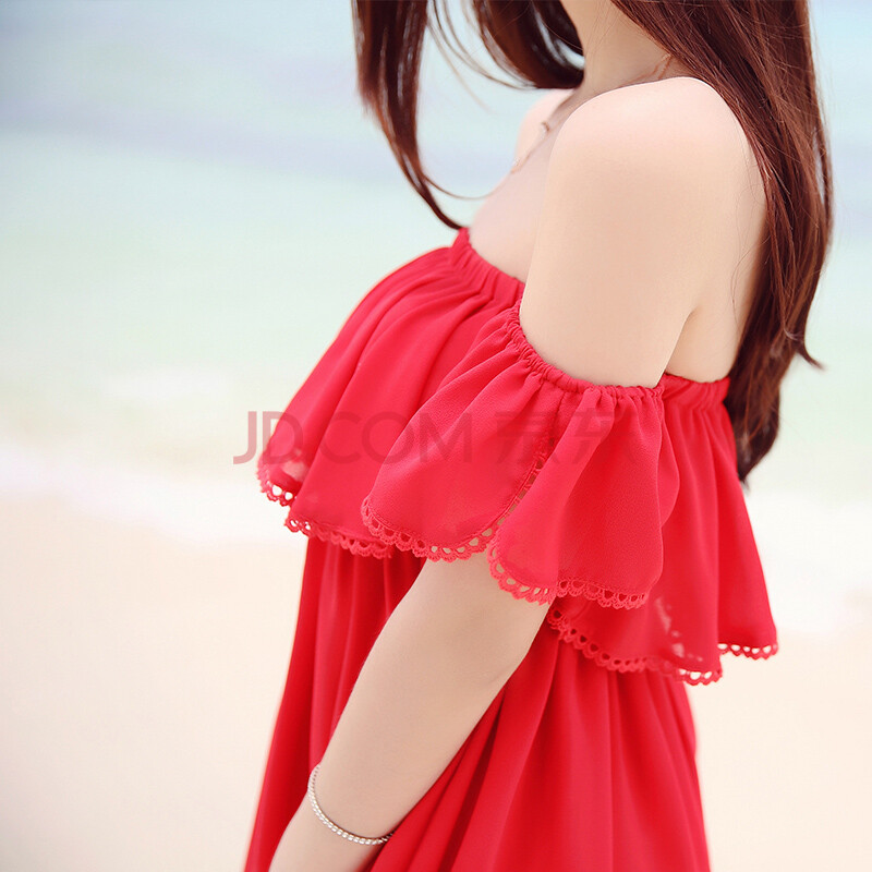 nna Su连衣裙2014夏装 甜美蕾丝雪纺<em>一字领</em>露