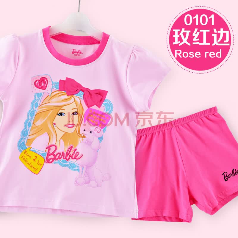 <em>BARBIE芭比</em>儿童<em>睡衣纯棉</em>套装<em>芭比</em>公主<em>宝宝</em>短