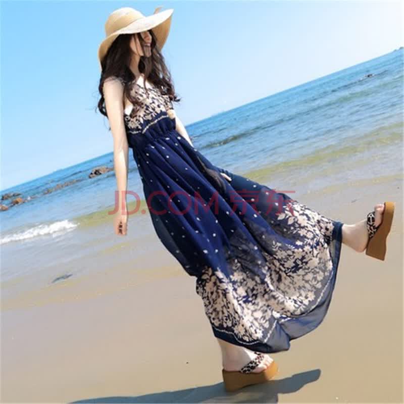 岛旅游雪纺连衣裙夏季 波西米亚<em>沙滩裙子长</em>N1