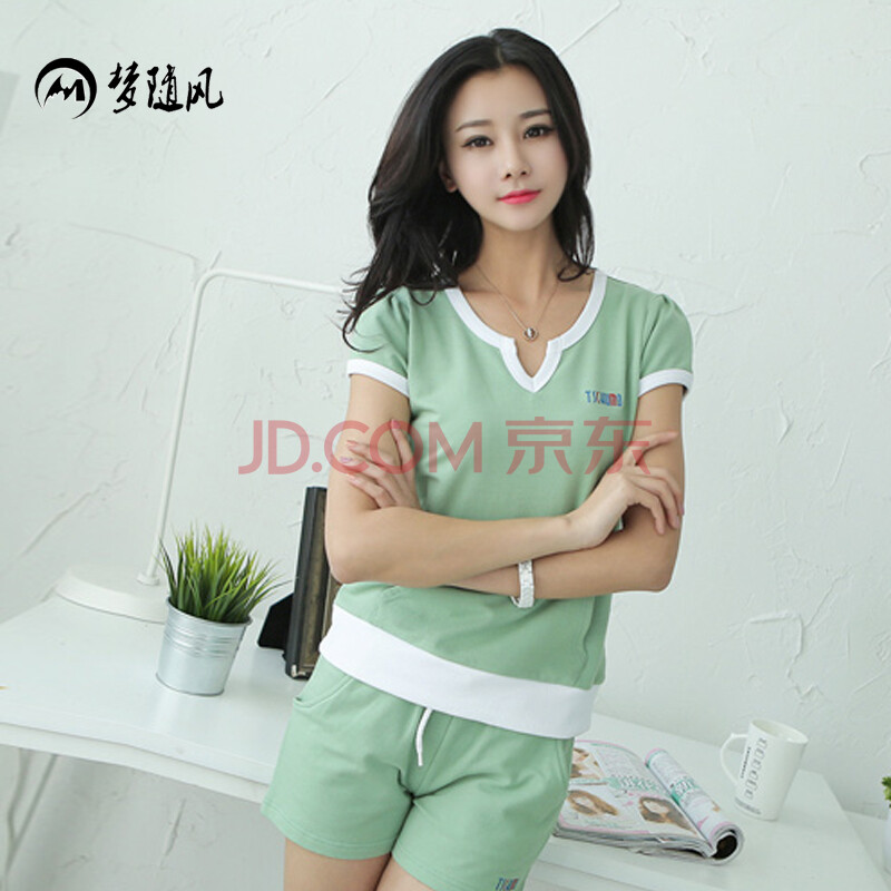 梦随风 2014夏装新款休闲<em>时尚</em>短袖<em>短裤套装女</em>