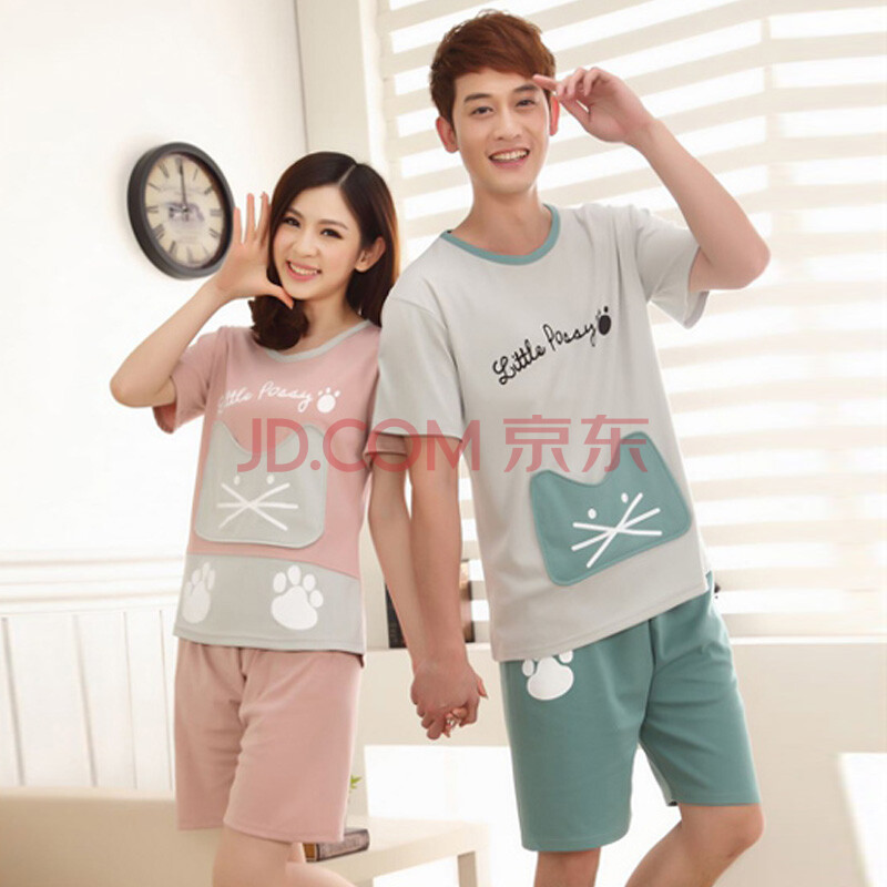 米托 2014<em>夏装</em>新款女装 可爱猫咪T恤<em>情侣装睡</em>