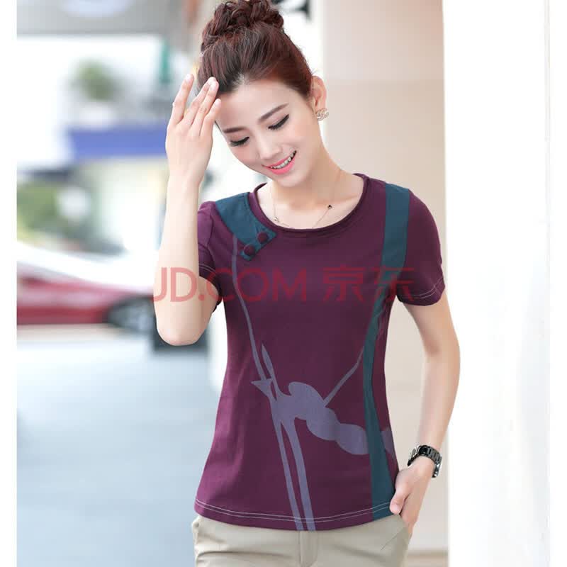 HI!JANE品牌正品全棉<em>精品</em>大码<em>女装上衣</em>短袖印