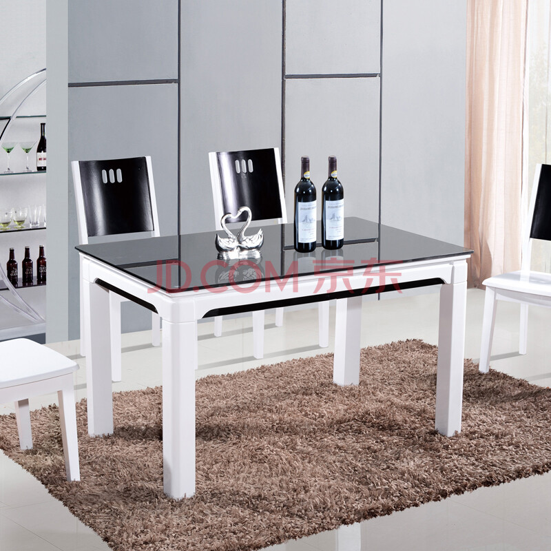 蜗牛家居餐桌餐椅套装饭桌椅组合钢化玻璃现代