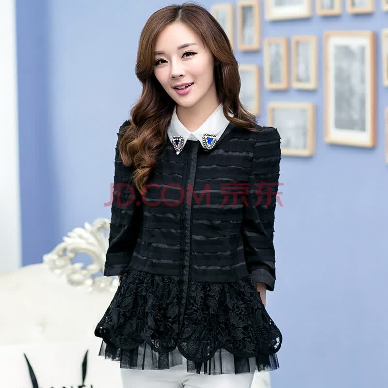 花噜噜2014<em>春季</em>新款<em>女装薄外套</em>水溶花边短款