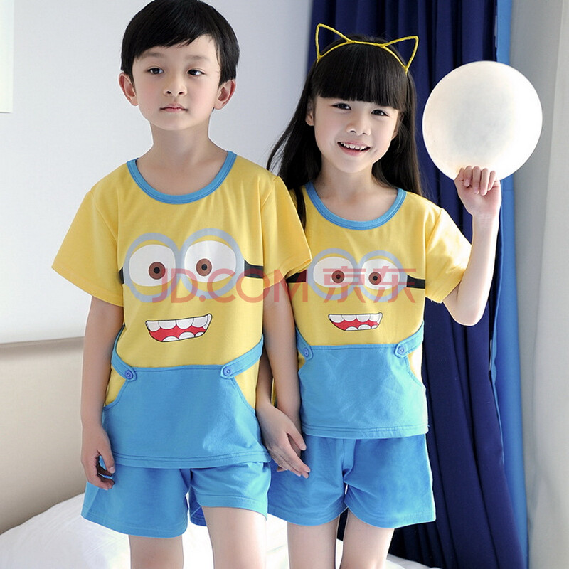 夏季短袖<em>儿童小孩子睡衣</em>纯棉家居服套装卡通小