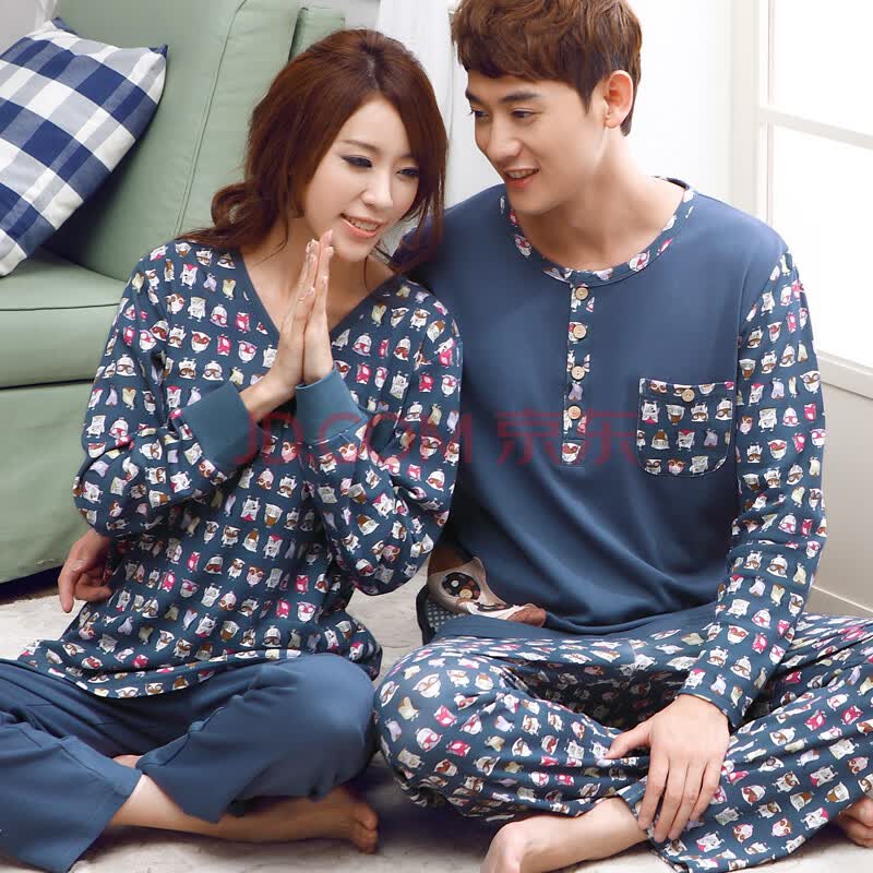 贝妍2014新品<em>纯棉</em>全棉情侣卡通<em>睡衣女春</em>秋季