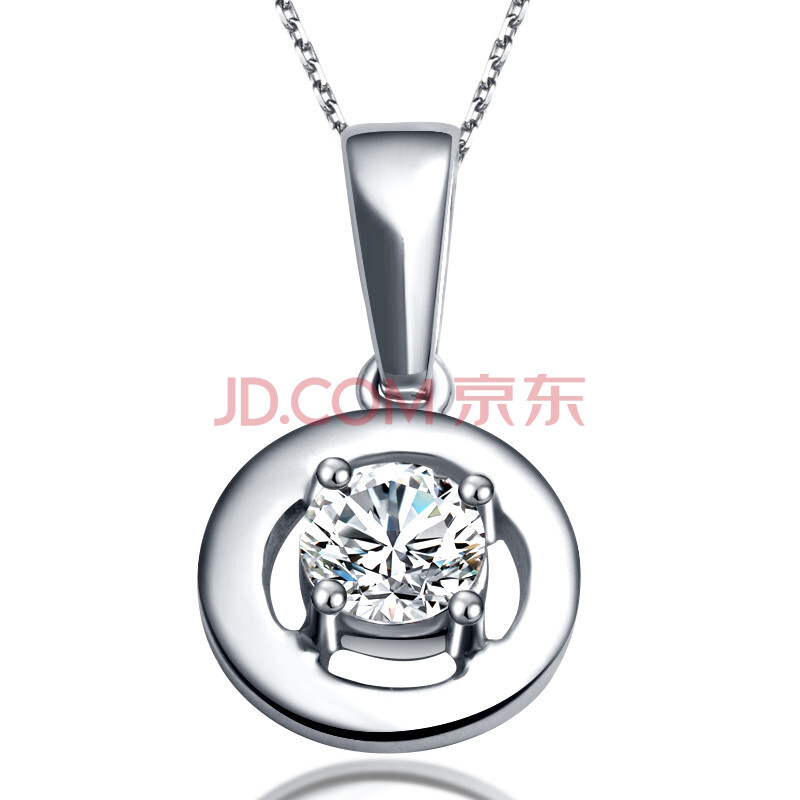 金大福 18K金钻石吊坠 女 项坠 配925银项链图