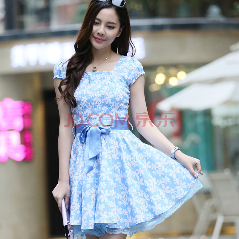 新款韩版<em>少女</em>装学生夏装<em>棉</em>雪纺连衣裙子<em>夏季</em>碎