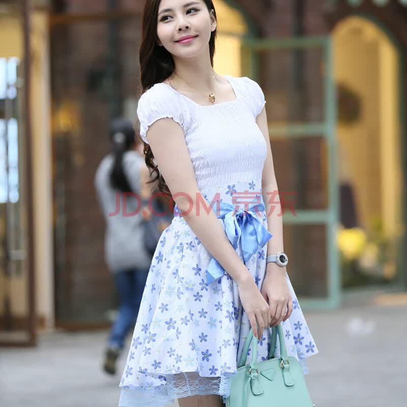 新款韩版<em>少女</em>装学生夏装<em>棉</em>雪纺连衣裙子<em>夏季</em>碎