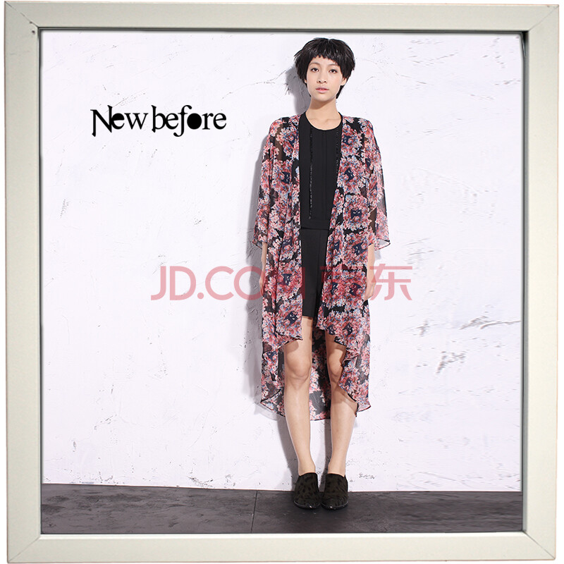 new before 2014<em>夏</em>款 欧美雪纺印花<em>中袖开衫外</em>