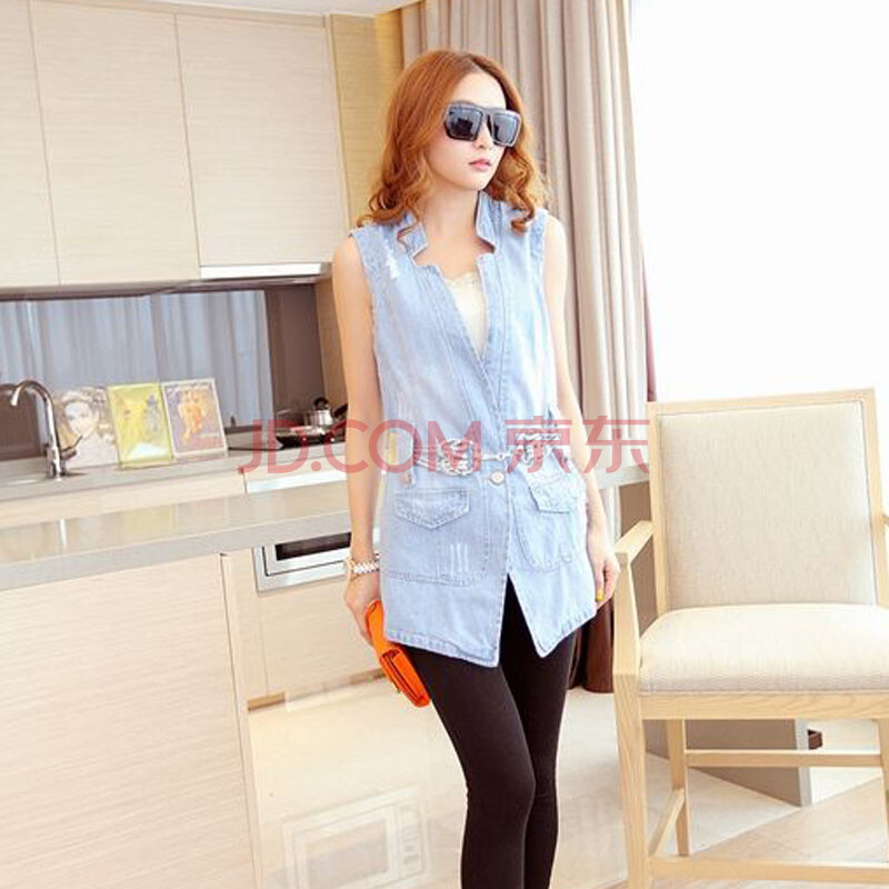 薇薇陈品2014<em>立领女牛仔</em>开衫背心<em>马夹</em>坎肩女