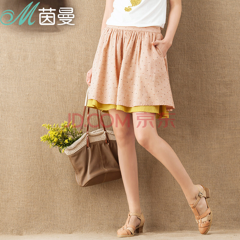 <em>茵曼 短裤女</em>夏宽松2014夏装新款双层大码休闲