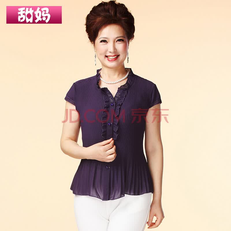 <em>中年女装</em> 夏装雪纺衫中老年短袖T恤时尚妈妈装