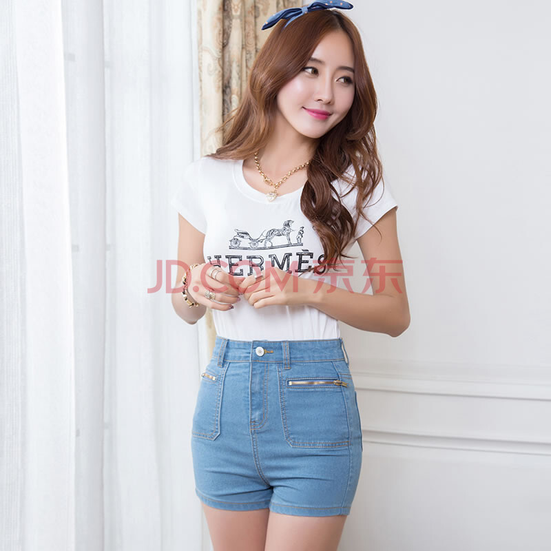 2014夏装新款女<em>牛仔裤</em>拉链装饰<em>女短裤高腰</em>热