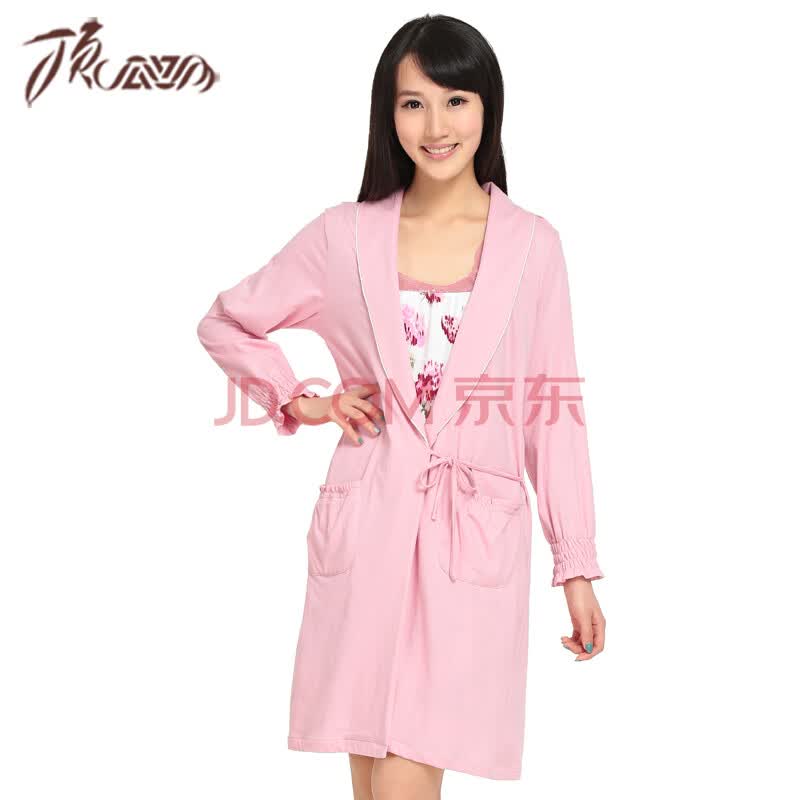 <em>顶瓜瓜 女士</em>纯棉<em>睡衣</em>浴袍 都市典雅女浴袍 浅粉