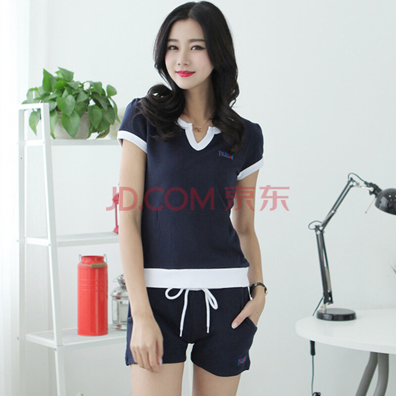 醉芬 2014<em>夏装</em>新款休闲<em>时尚</em>短袖<em>短裤</em>套装<em>女</em>学
