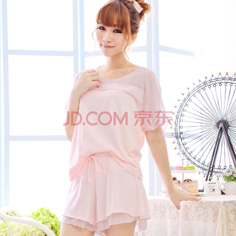 贝蒂莎尔 <em>夏季</em>新品女士纯棉睡衣 <em>夏季</em>粉色雪纺