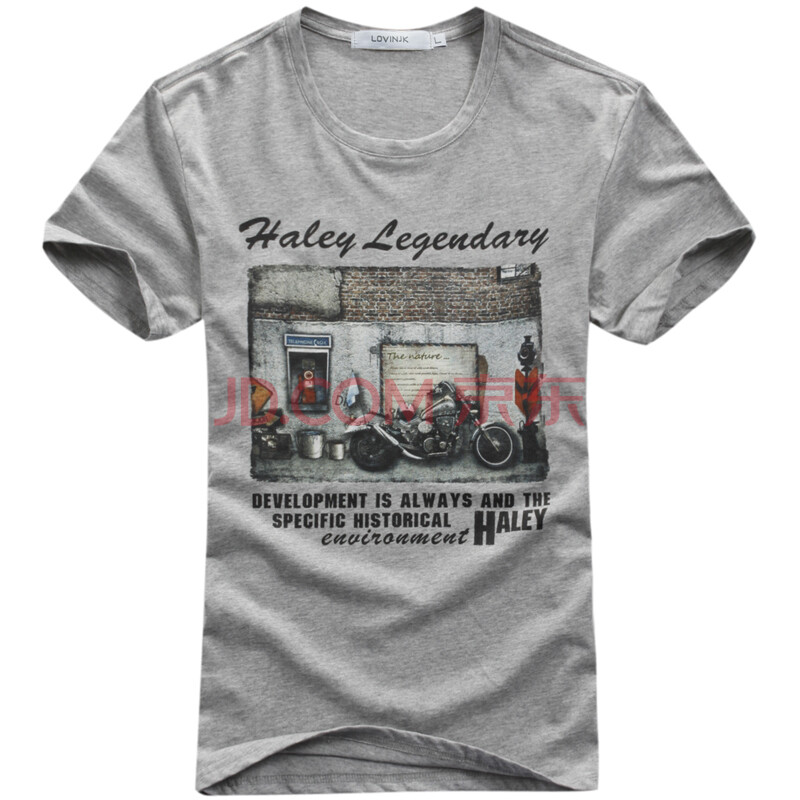 LOVINJK 男士夏装短袖衫男韩版修身t恤印花摩